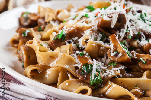 Tagliatelle pasta with champignon