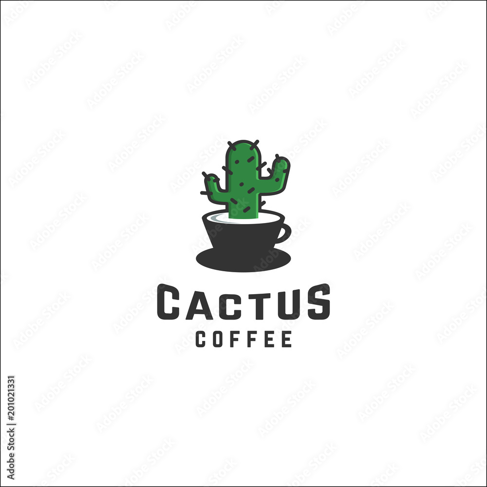 Coffee cactus Logo Template Design Vector Stock Vector Adobe Stock