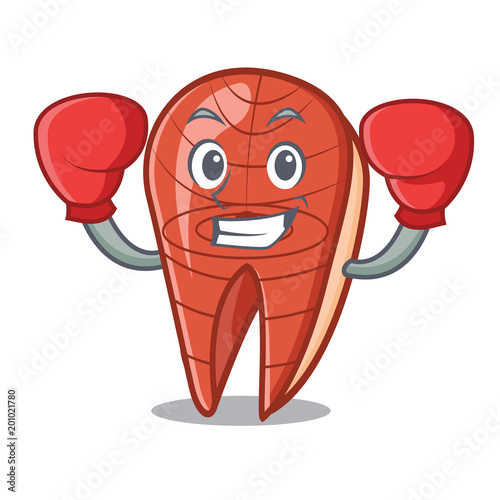 Boxing fish slice character cartoon