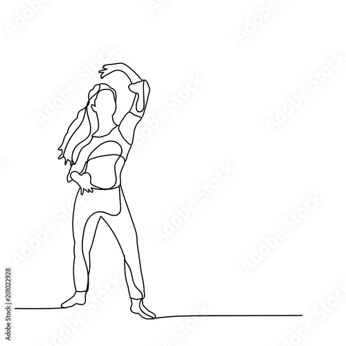 Fototapeta Naklejka Na Ścianę i Meble -  vector, isolated, icon sketch of girl dancing east dance