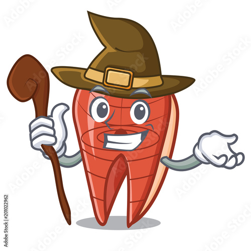 Witch fish slice mascot cartoon