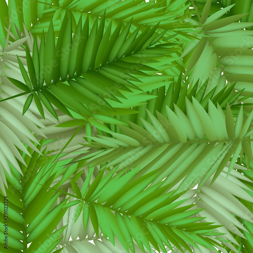 Palm tree leaves background. Beautiful vector illustration of jungle theme.