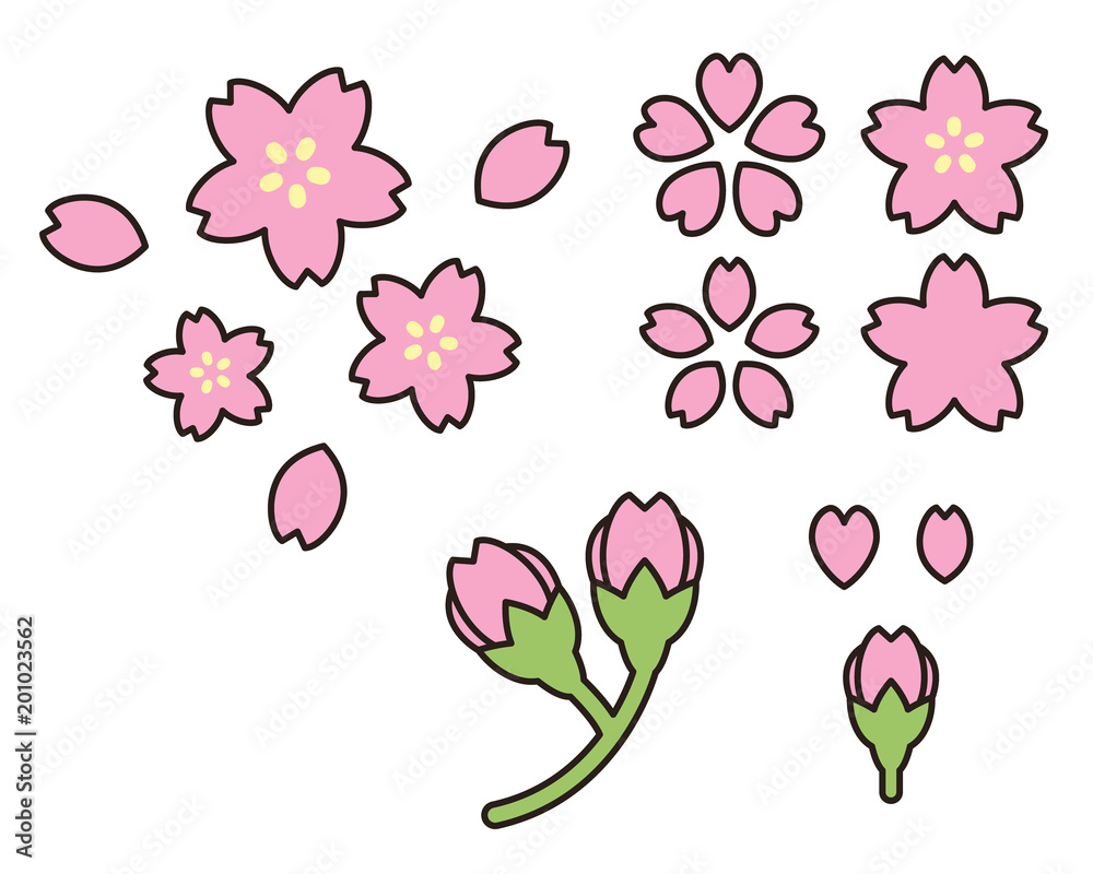 桜の花びら つぼみのイラスト Stock ベクター Adobe Stock