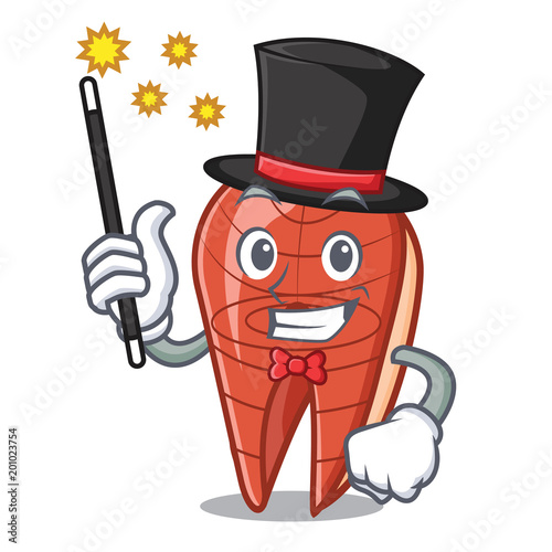Magician fish slice mascot cartoon