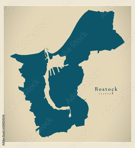 Modern City Map - Rostock city of Germany DE