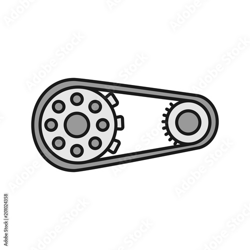 Sprocket wheel with chain color icon