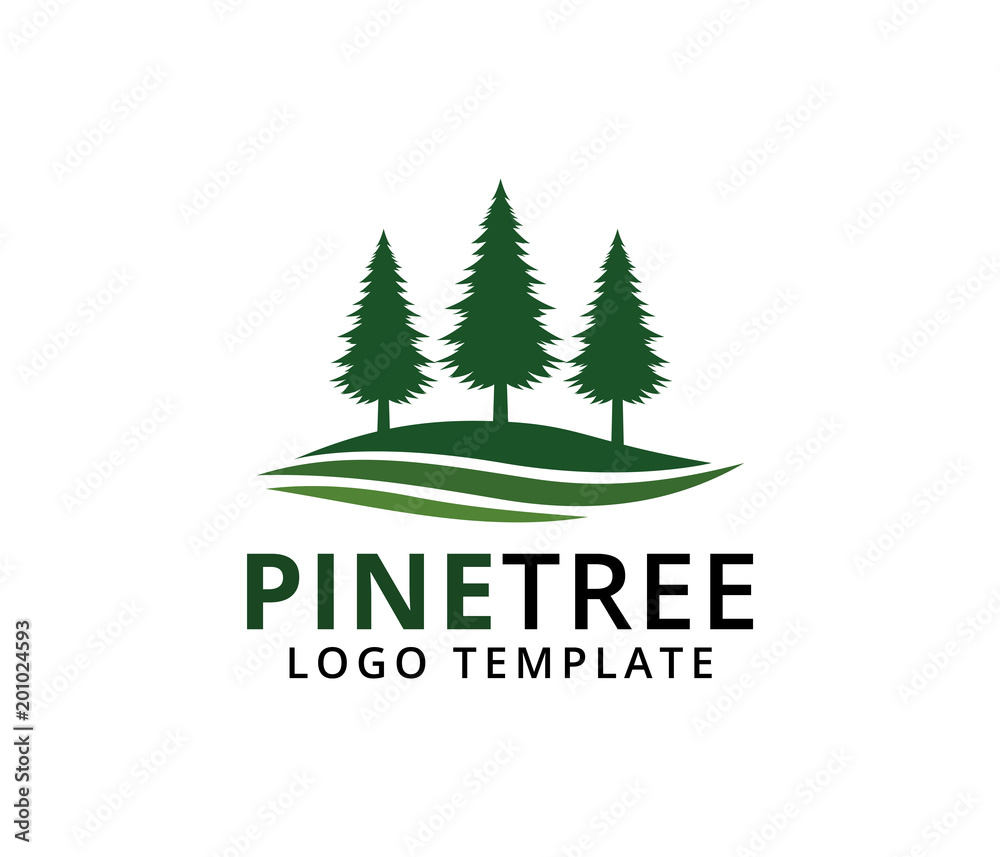 pine tree hotel resort woods golf course park vector logo design