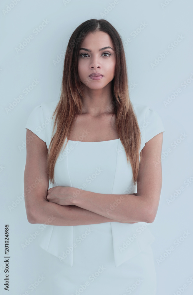 Portrait of successful business woman on white. Portrait of successful business woman on white.