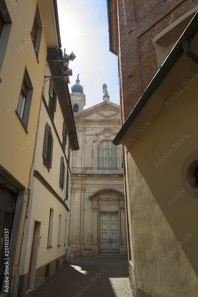 Abbiategrasso, Italy / Lombardy - 04/10/2018: view of Binaghi street New Saint Mary