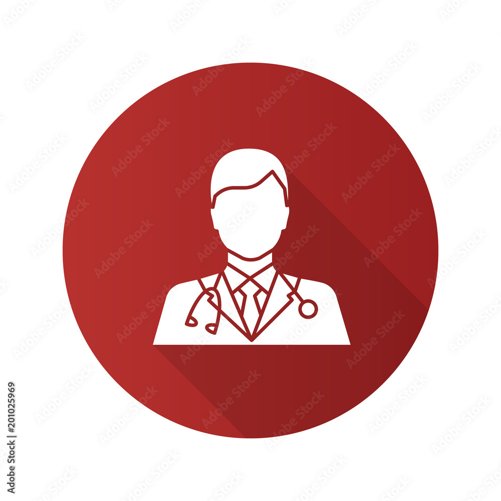Doctor flat design long shadow glyph icon Doctor flat design long shadow glyph icon