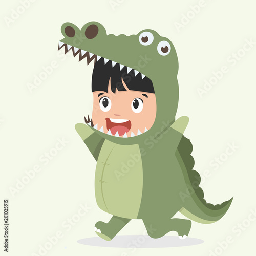 Cute  kid crocodile costume cartoon