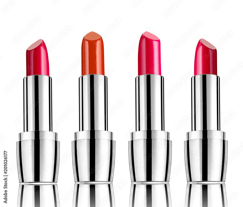 collection of various lipsticks on white background. each one is shot separately collection of various lipsticks on white background. each one is shot separately