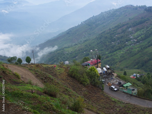 Darjeeling , INDIA , 15th APRIL 2011 : Aerial View from the cable car in Darjeeling City, India photo