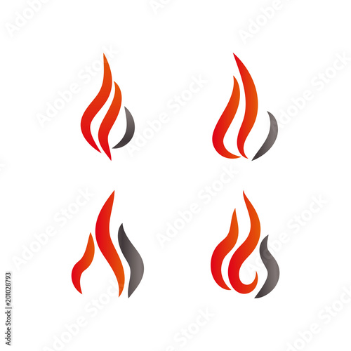 Fire and flames logo icon design template vector