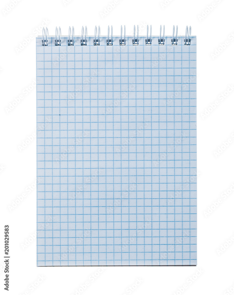 Office spiral checked notebook isolated on white Office spiral checked notebook isolated on white
