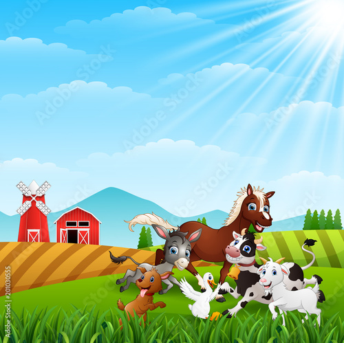 Farm animals playing at hills © dreamblack46