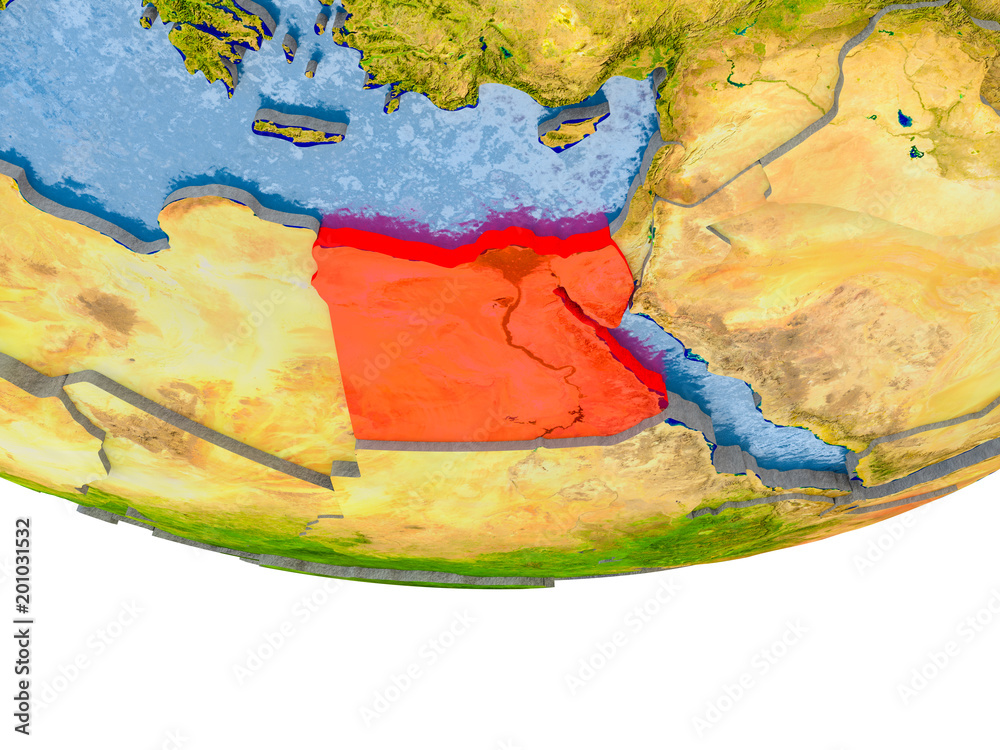 Egypt in red on Earth model Egypt in red on Earth model