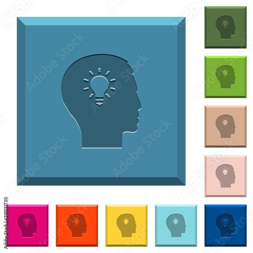 Idea engraved icons on edged square buttons