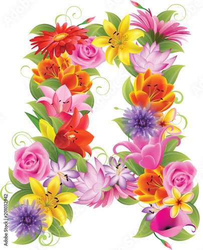 Flower beautiful letter, 5th in Russian alphabet