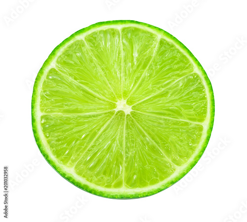 lime sliced isolated on a white background.