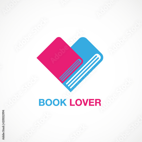book lover, icon, flat design, logo, vector