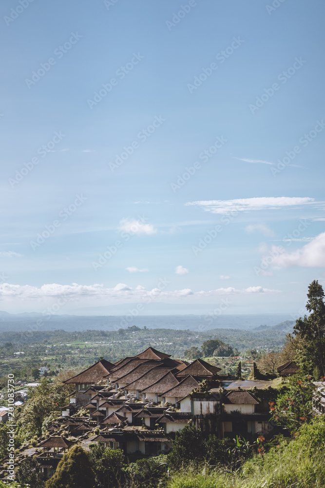 beautiful scenic view of buildings and blue cloudy sky, Bali, Indonesia beautiful scenic view of buildings and blue cloudy sky, Bali, Indonesia