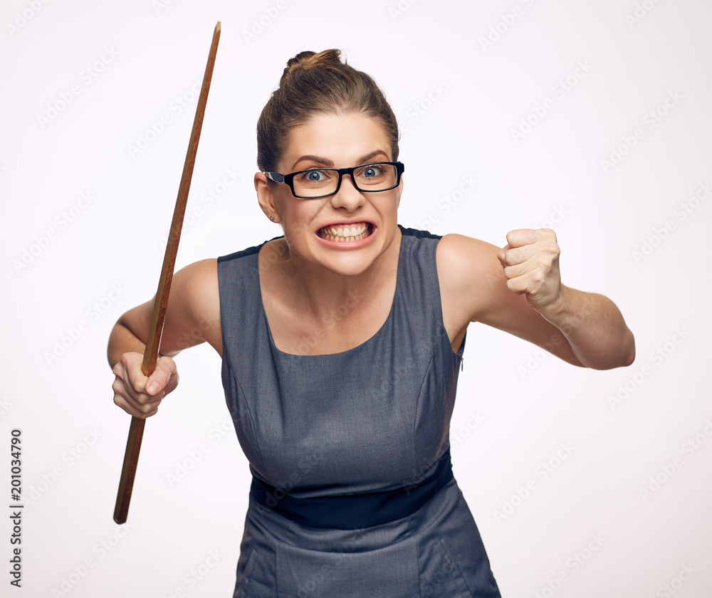 Crazy teacher with angry emotion. Isolated portrait Stock Photo | Adobe  Stock