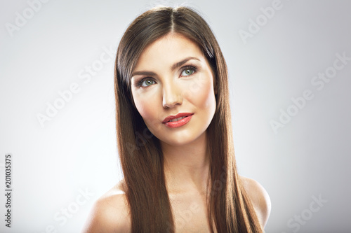 Beauty portrait of woman with long hair.