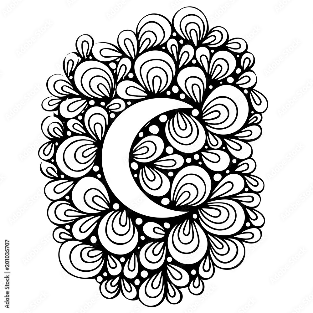 Hand drawn moon with abstract elements Hand drawn moon with abstract elements