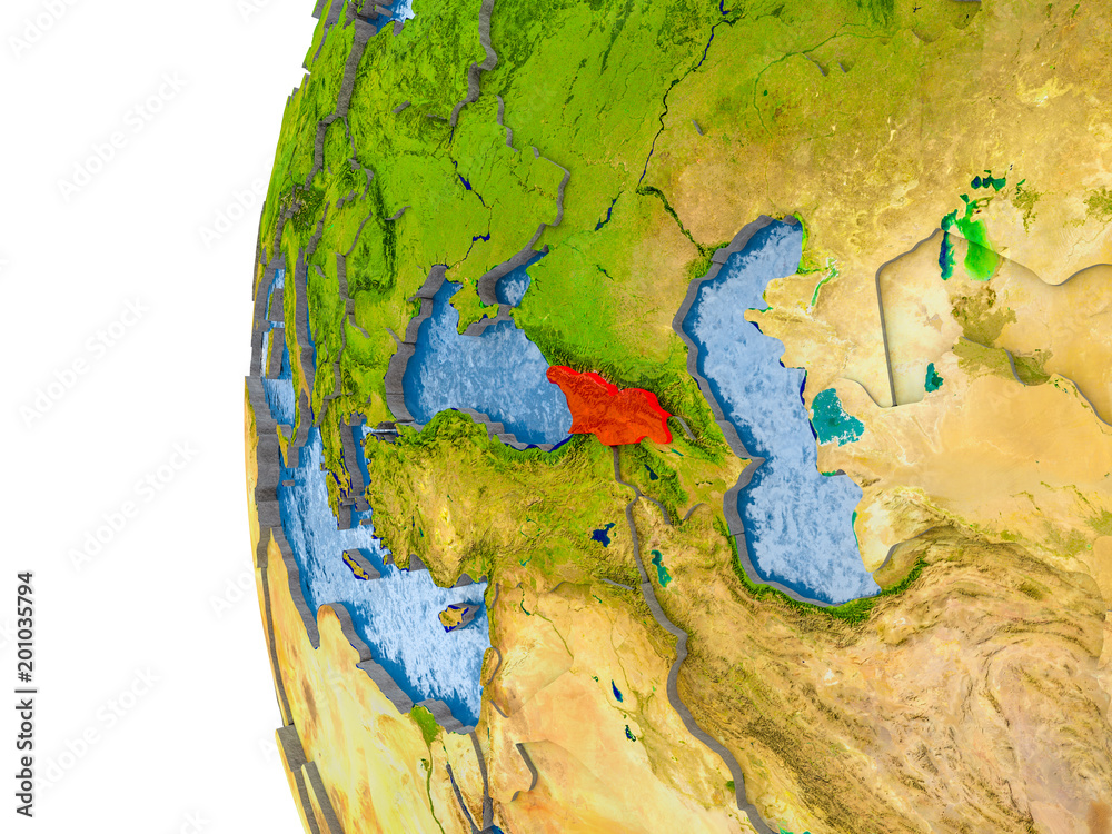 Map of Georgia on model of globe