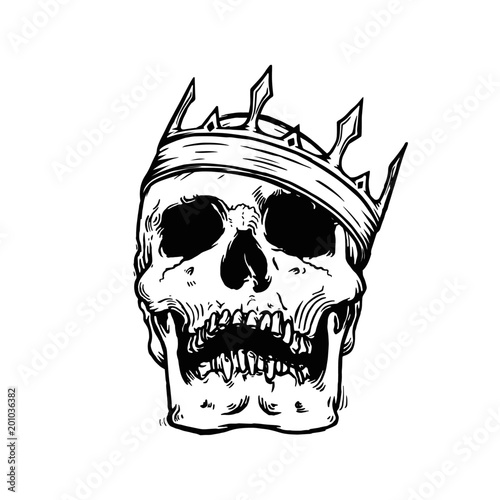 Vector illustration of skull with crown