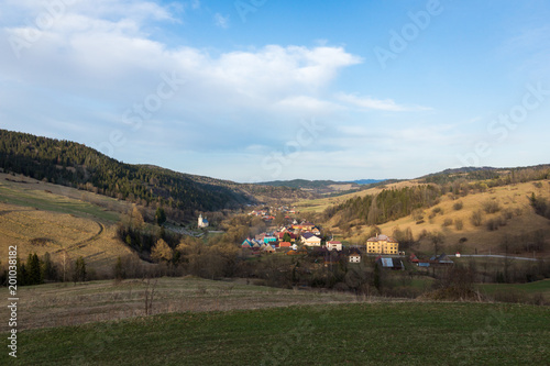 Osturnia village at spring in Tatra mountains, Slovakia