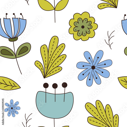 Fototapeta Las bez szwu pattering w stylu cartoon. Zwierzęta leśne. Ilustracji wektorowych