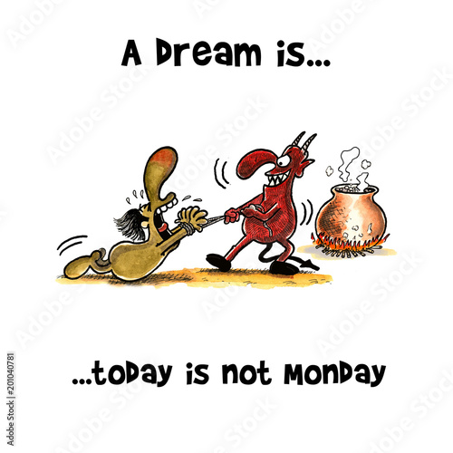 Demon of hell is pulling man to hell boiler