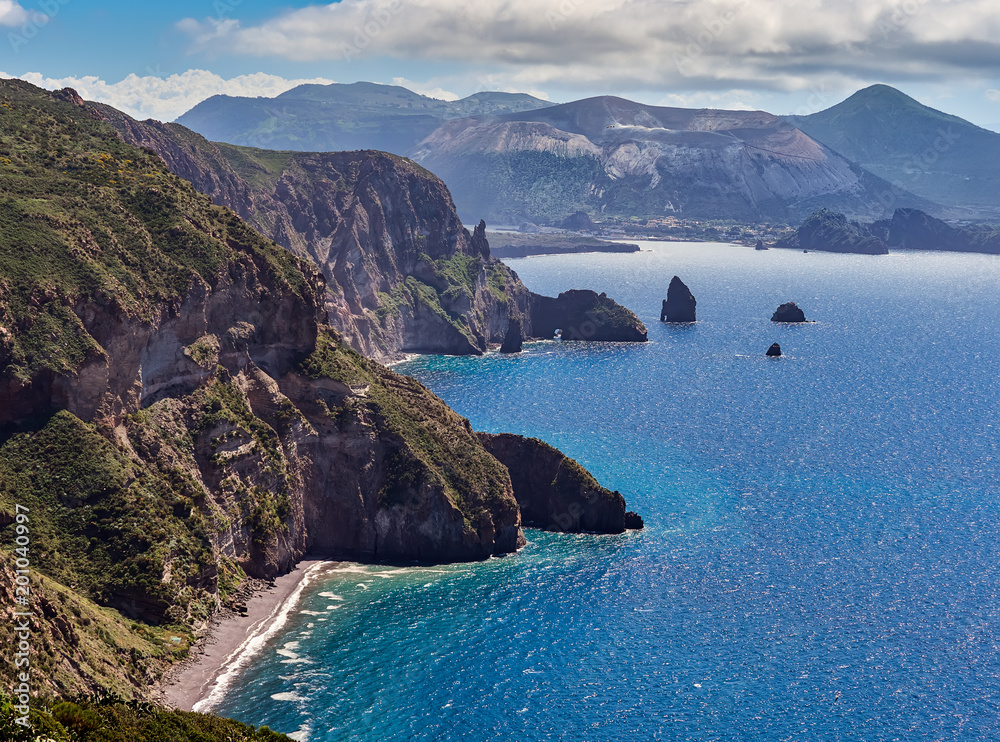 Quattrocchi seascape in Lipari, Aeolian islands, Sicily, Italy
