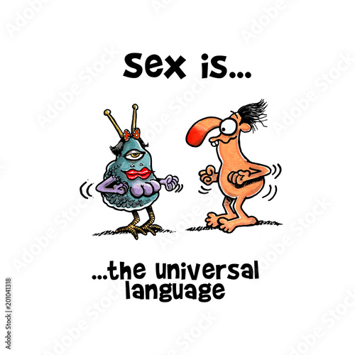Man is trying to communicate with an alien 