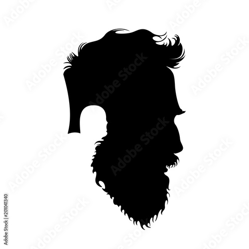 Hipster head icon. Stylish male profile with hipster haircut and beard. Vector illustration