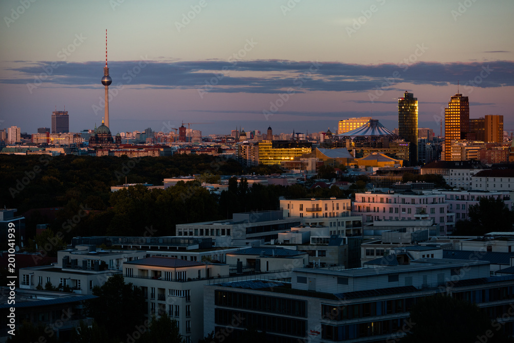A view of Berlin at sunset