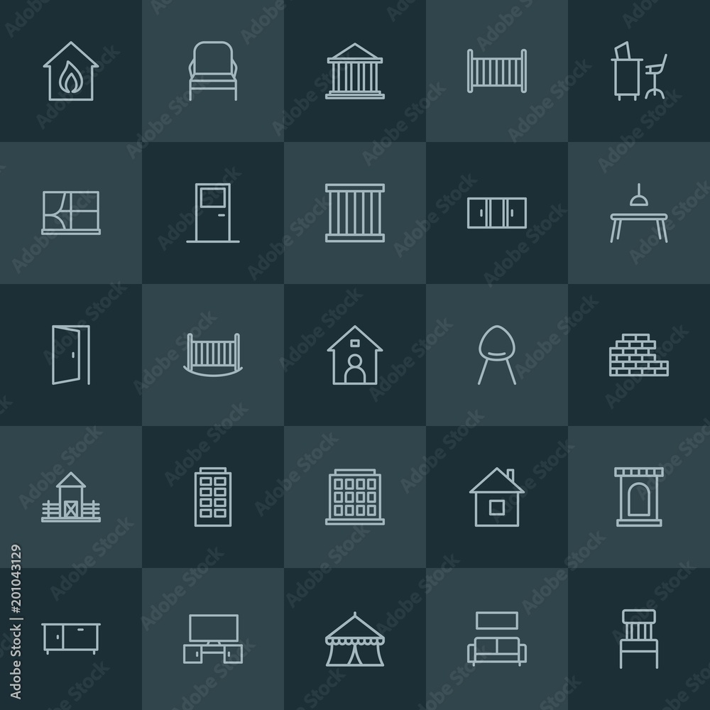 Modern Simple Set of buildings, furniture Vector outline Icons. ..Contains such Icons as architecture, child, bed, couch, retro, court and more on dark background. Fully Editable. Pixel Perfect. Modern Simple Set of buildings, furniture Vector outline Icons. ..Contains such Icons as architecture, child, bed, couch, retro, court and more on dark background. Fully Editable. Pixel Perfect.