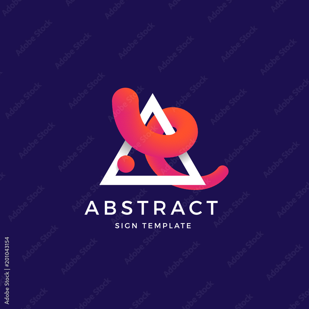 Abstract Vector Blend Curve in a Trinagle Symbol, Sign or Logo Template. Elegant Curved Line with Bright Colorful Gradient. Abstract Vector Blend Curve in a Trinagle Symbol, Sign or Logo Template. Elegant Curved Line with Bright Colorful Gradient.