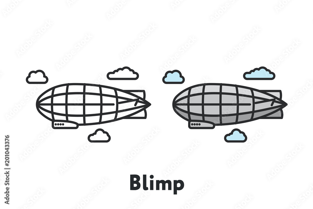 Airship Blimp Zeppelin Minimal Color Flat Line Outline Stroke Icon Airship Blimp Zeppelin Minimal Color Flat Line Outline Stroke Icon