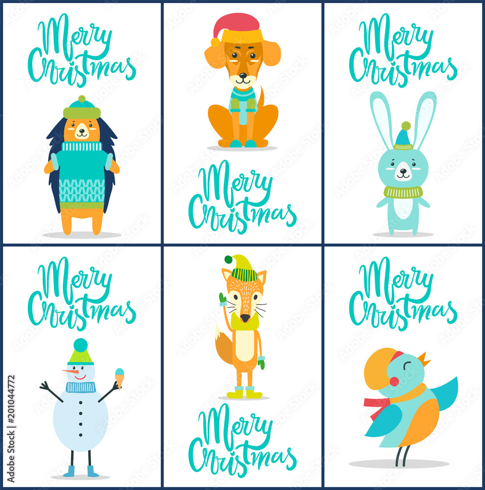 Obraz premium Merry Christmas Collection Vector Illustration