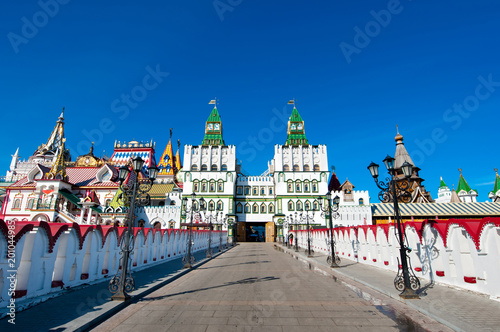 The Izmailovsky Kremlin and museum complex from the bridge in Moscow, Russia.