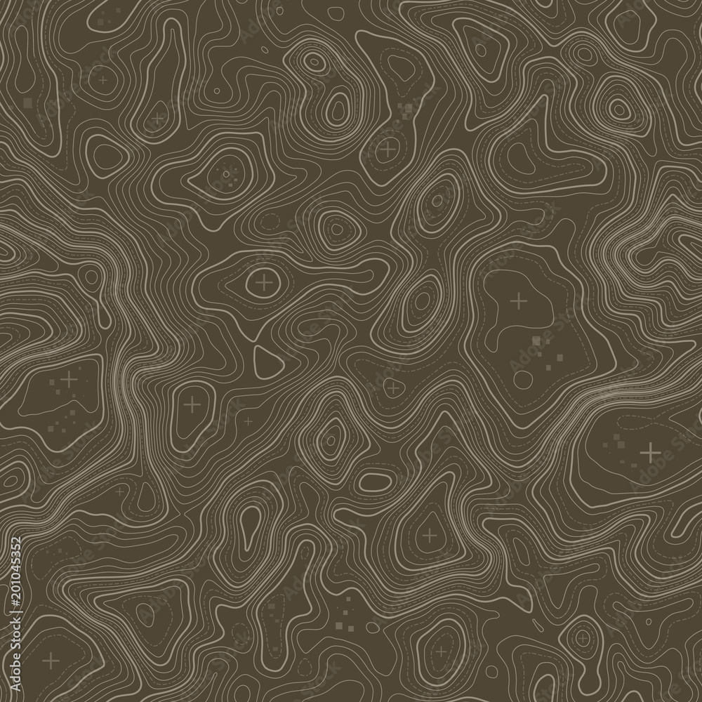 Fototapeta Seamless pattern. Topographic map background with space for copy Seamless texture. Line topography map contour background , geographic grid . Mountain hiking trail over terrain .