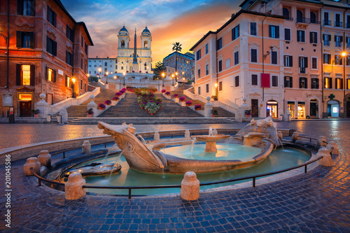 Rome. Cityscape image of Spanish Steps in Rome, Italy during sunrise.