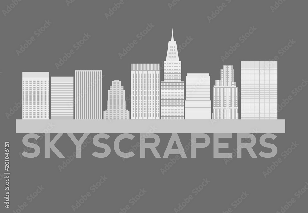 Skyscrapers Simple Cartoon Picture for Design