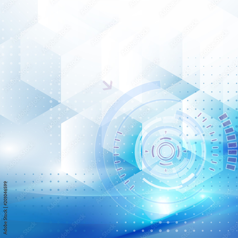 Abstract technology concept background with blue transparent and lighting.