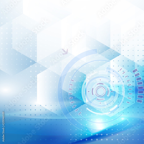 Abstract technology concept background with blue transparent and lighting.