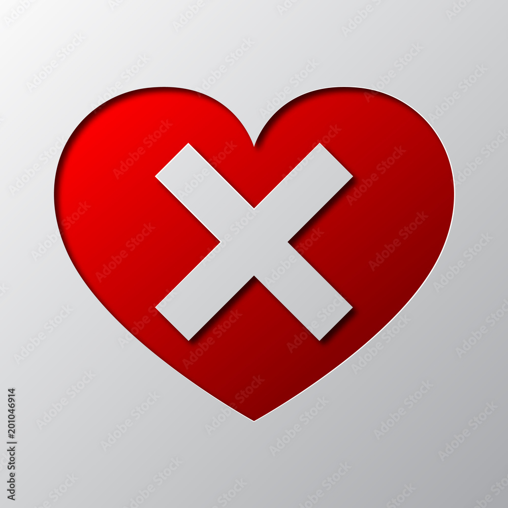 Heart with cross is cut from the paper. Vector illustration. Heart with cross is cut from the paper. Vector illustration.