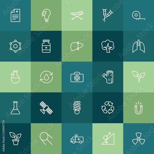 Modern Simple Set of health, science, nature Vector outline Icons. ..Contains such Icons as magnet, plane, star, magnetism, magnetic and more on green background. Fully Editable. Pixel Perfect.